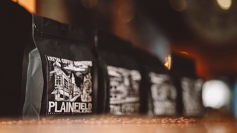 Krema City Blend coffee bags, Plainfield bag in front