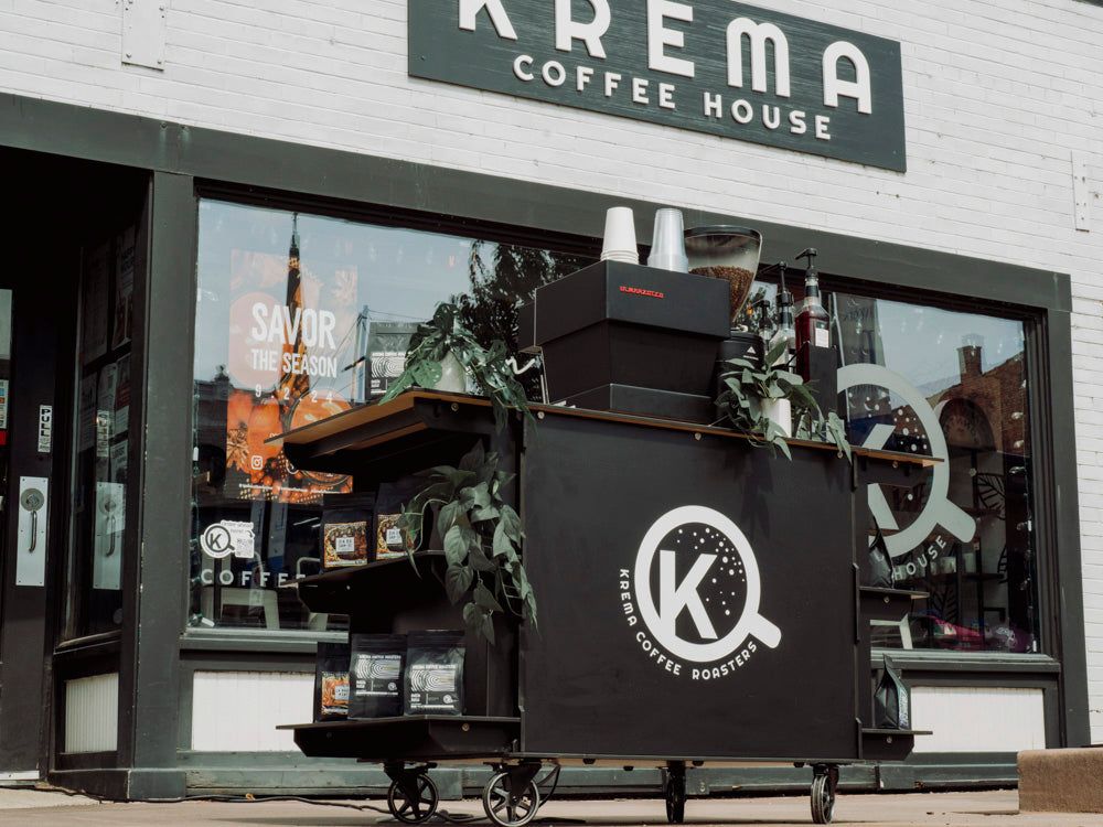 The Krema coffee cart outside Krema Coffee House in Plainfield